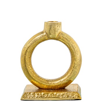Portacandele Anello Alluminio Oro 14x8x16cm