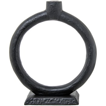 Portacandele Anello Alluminio Nero 22x8x24cm