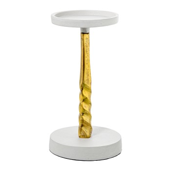 Candelabro Aluminio 21cm Oro/blanco Ø12x21cm Para Velas Ø9cm