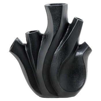 Jarrón Aluminio 25cm Negro Rugoso 23x10x25cm