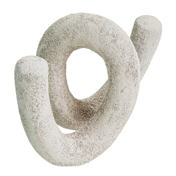 Decoración Abstracta Sobremesa Aluminio Blanco Rugoso 17x9x13cm