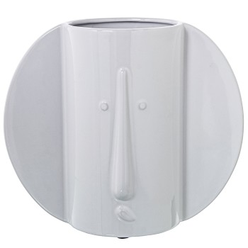 Jarrón Cerámica Rostro Blanco Brillo 25x13x22cm