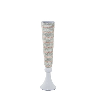 Jarrón Nácar 91cm C/pie Resina Blanca Ø17x91cm