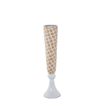 Jarrón Nácar 91cm C/pie Resina Blanca Ø17x91cm