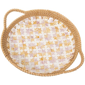 Mother-of-pearl/ratan Tray_40x33x5/7cm