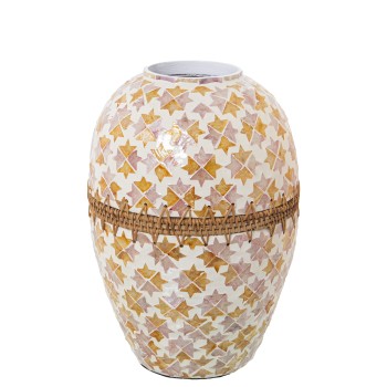 Mother-of-pearl/ratan Vase_ø24x36cm