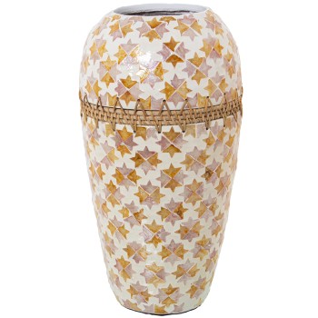 Mother-of-pearl/ratan Vase_ø22x44cm
