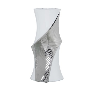 White And Silver Ceramic Vase- 19x15x40cm