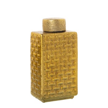 Tibor Cerámica 32cm Dorado Ø16x10x32cm, Tapa: Ø9x5cm