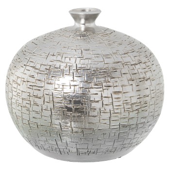 Jarrón Cerámica Ø26cm Plateado Ø26x24cm