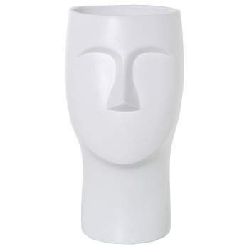 Jarrón Cerámica 36cm Rostro Blanco Mate 18x19x36cm