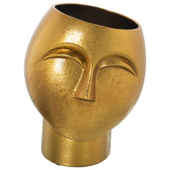 Jarron Ceramica Rostro Oro 30cm 22x22x28cm, Boca:ø15cm