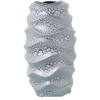 Jarrón Cerámica 40cm Gris Craquelado/plata Ø23x40cm Boca:12x12cm