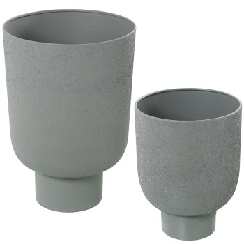 Set 2 Maceteros Metal Gris Ø28x39+ø23x32cm