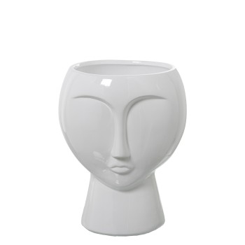 White Gloss Ceramic Face Vase Ø27x37cm