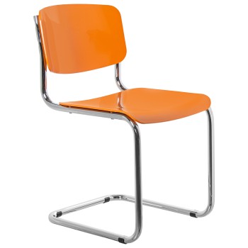 Silla Abs Amarillo Patas Metal Cromado 43x57x81cm Alt. Asiento:47cm
