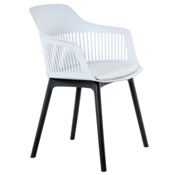 Chaise Pp Blanche Avec Coussin En Pu 58x54x83cm Haut. Du Siège:48cm
