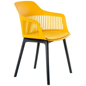 Chaise Pp Jaune Avec Coussin En Pu 58x54x83cm Haut. Siège:48cm