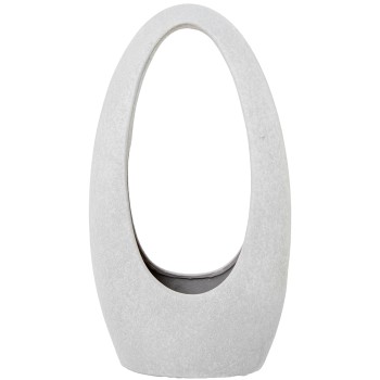 Jarrón Cesto 45cm Ceramica Blanco Textura Arena 26x15x45cm