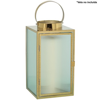 Golden Chromed Metal Lantern 16x16x30cm