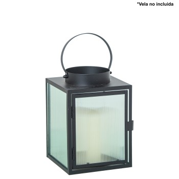 Farol Portavelas 20cm Metal Negro 14x14x20cm