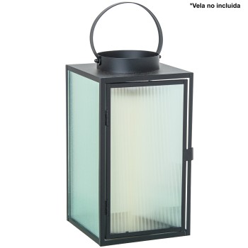 Farol Portavelas 30cm Metal Negro 16x16x30cm