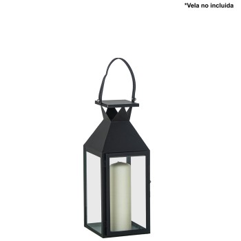 Lanterna In Metallo Nero 19x18x48cm
