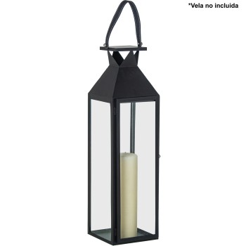 Farol Portavelas 68cm Metal Negro 19x18x68cm