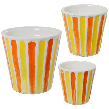 Set 3 Maceteros Cerámica Amarillo/naranja Ø17x17+ø22x21+ø28x27cm