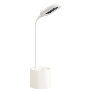 Lámpara Led Sobremesa Blanca C/pila Recargable Usb 10x10x41cm, Abs+silicona