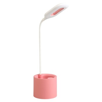 Lámpara Led Sobremesa Rosa C/pila Recargable Usb 10x10x41cm, Abs+silicona
