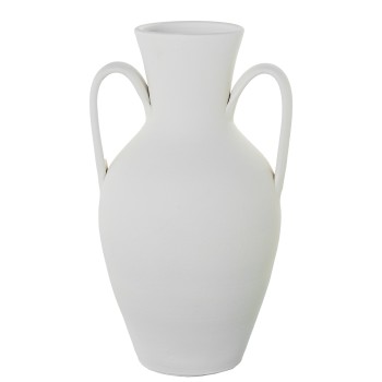 Vaso Em Cerâmica Com Pegas Branco Mate_39x33x62cm