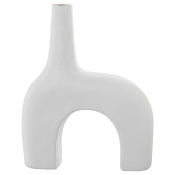 Vaso Astratto In Ceramica Bianca_27x9x34cm