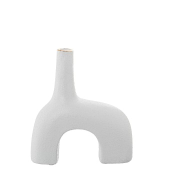 Vaso De Cerâmica Branco Abstracto_21x8x23cm