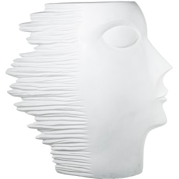 Figura/macetero Resina Rostro Perfil Blanco 98x25x101cm Hueco Macet:20cm