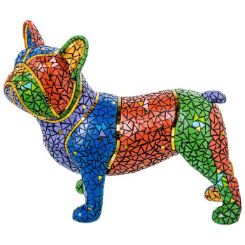 Figura Resina Perro Mosaico Colores 34x15x27cm
