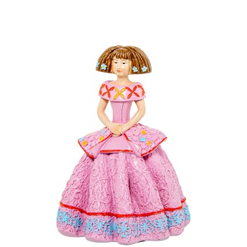 Figura Resina Menina Rosa 11x11x15cm