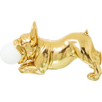 Resin Table Lamp Golden Dog, Led Bulb 1xg9 Included