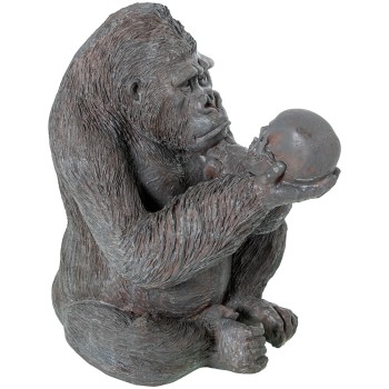 Figura Resina Gorila C/calavera 39x33x44cm