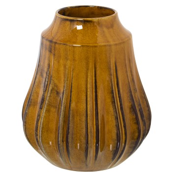 Vase Ceramique 24cm Jaune Reactif Brillant_ø21x24cm Boca:ø8,5cm