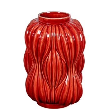 Vaso In Ceramica Rosso Lucido 19,5x19,5x32cm