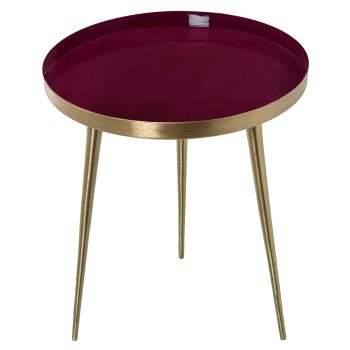 Mesa Metal Esmaltada Burdeos Ø38x43cm