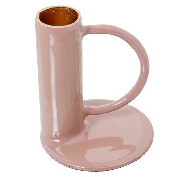 Palmatoria Metal Esmaltado Rosa/dorado Ø7x9cm