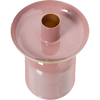Palmatoria Metal Esmaltado Rosa/dorado Ø10x13cm