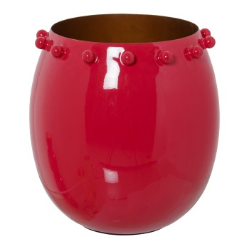 Red Enamelled Metal Candleholder_20x22cm
