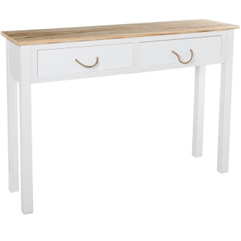 Mesa De Entrada C/2 Cajones Madera Blanca 110x30x81cm, Dm+paulownia