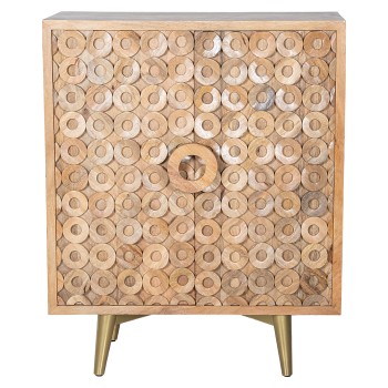 Mueble Entrada Madera Mango 2 Puertas Patas Metal Dorado 90x42x110cm