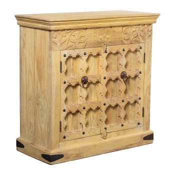 Mueble Entrada Madera Mango Decorada 90x40x90cm