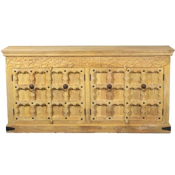 Aparador Madera Mango Decorado C/4 Puertas 180x40x90cm