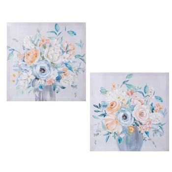 Cuadro Lienzo 60x60cm 40% Pintado Mano Flores Surtido 60x60x3cm